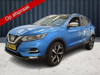 Nissan QASHQAI 1.2 Tekna + (116PK), 1ste-Eigenaar, Keurig-Onderh., Navigatie, Panoramadak, Leer, Parkeersensoren-V+A, Airco/Climate-Control, Dodehoeksensor, Keyless-Entry/Start, LM.-Velgen-19Inch, 360-Camera, Lane-Assist, Stoelverwarming, Privacy-Glas, NL-Auto